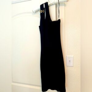 Michael Kors one shoulder ribbed stretch mini dress